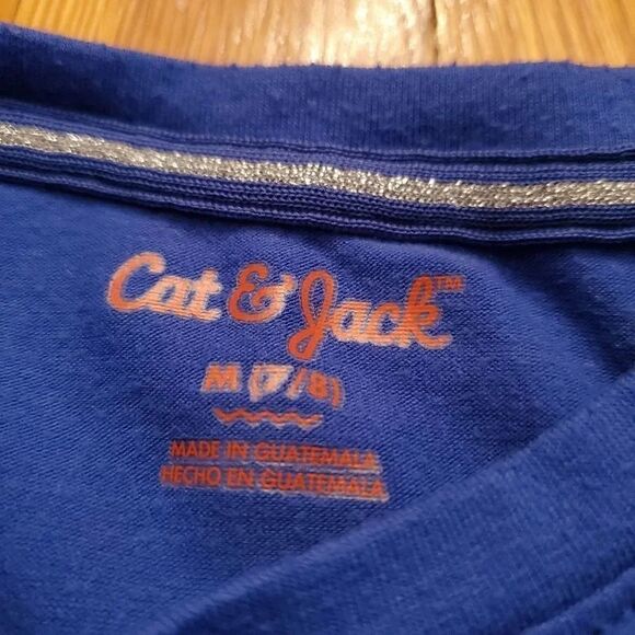Cat & Jack Girls Blue Future Focused Cap Sleeve Top - Size 7/8 - Picture 4 of 4
